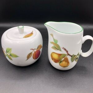 Vintage Royal Worcester Evesham Creamer and Sugar Bowl England FLAWLESS